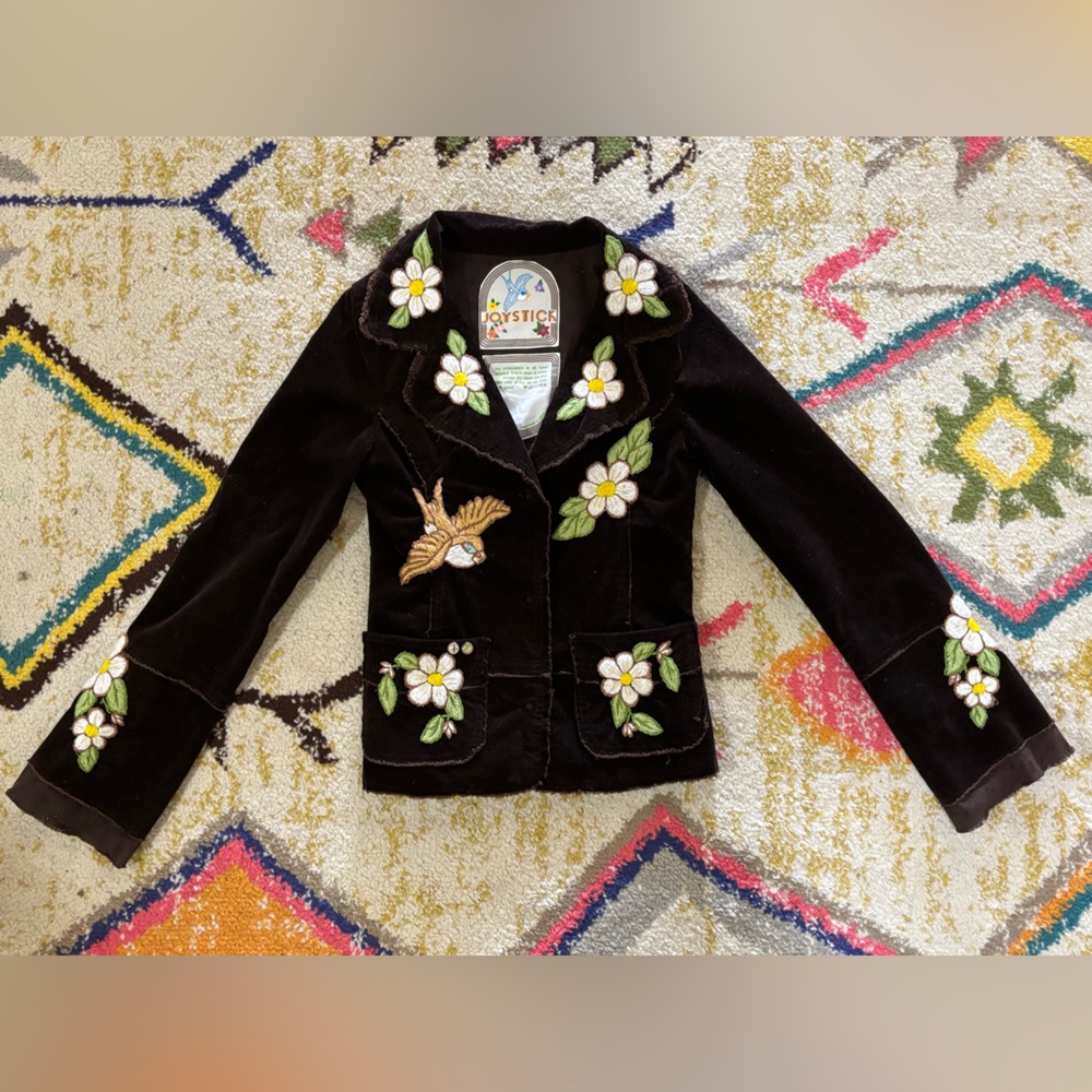 Joystick by JohnnyWas Hand Embroidered Floral Jacket Bell Sleeve - Womens S VGUC